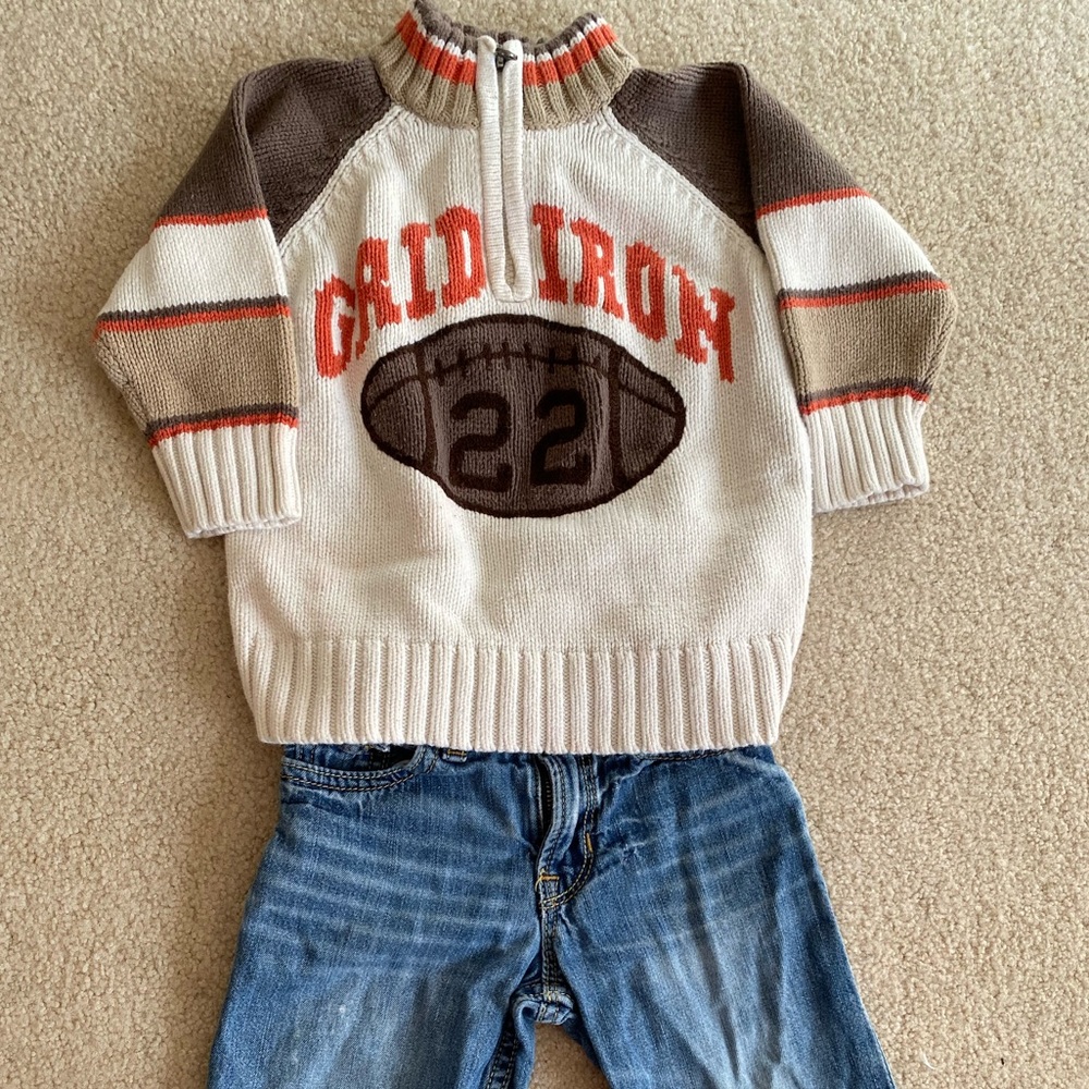 Boys 18-24 month football sweater/jeans set